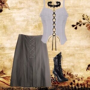 Luxury Wool Skirt With Lace up Detail NWT